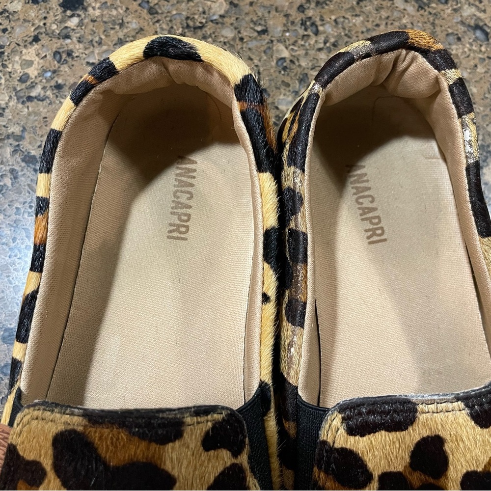 Hot🔥 ANACAPRI Women’s Sz 40 9.5 Calf Hair Leopard Animal Print Slip-On Loafers - Picture 8 of 11